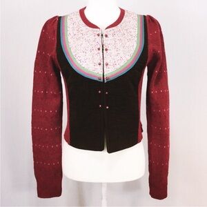Anthropologie Autumn Deepens Cardigan Wool blend Alpine Tyrolean Rustic